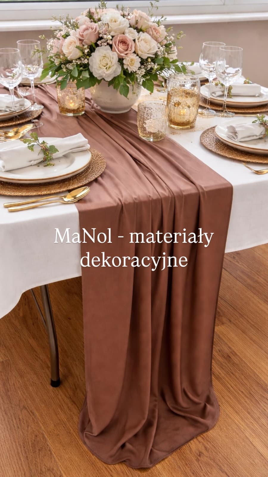 Bieżnik bez prasowania - czekoladowy — bieżnik na wesele, Ity, Czekoladowy — miniatura MaNol